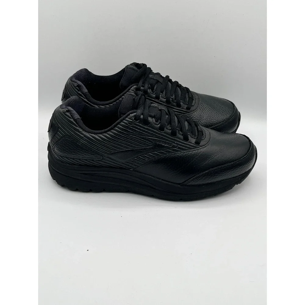 Brooks Addiction Walker 2 Black Leather Walking Shoe Women  7.5 Wide 1203071D072